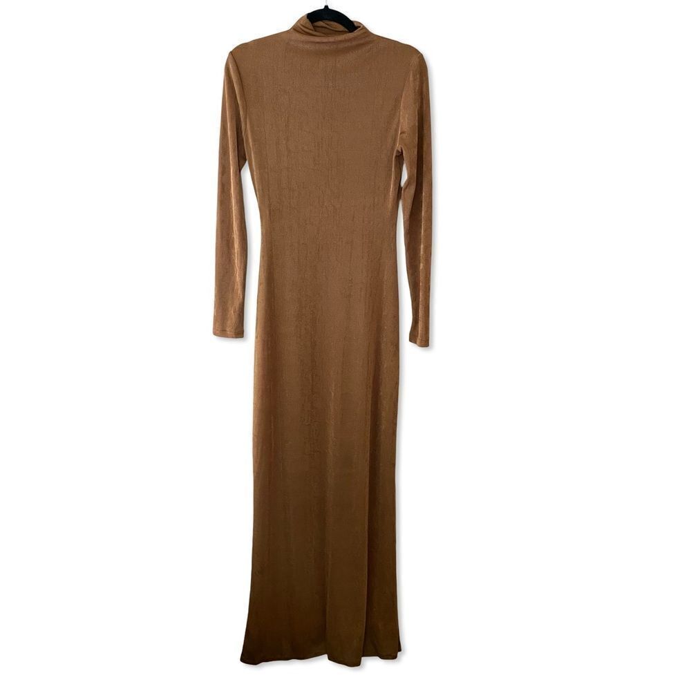 SER.O.YA Kim Brown Mock Neck Bodycon Dress maxi gown $258 NWT M - Picture 9 of 13